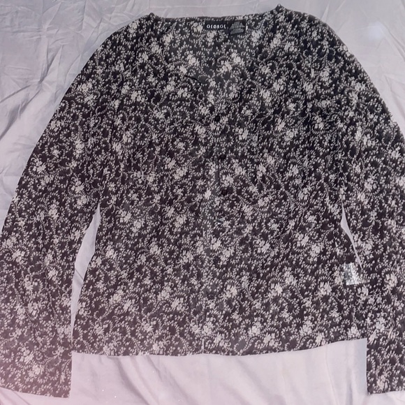 Sheer Floral button up blouse